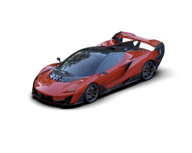 Beyaz zemin üzerinde izole edilmiş 3D resimleme spor araba