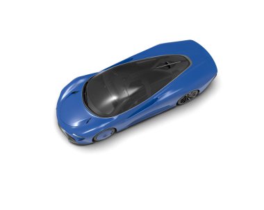 Beyaz zemin üzerine mavi spor araba