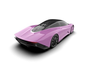 Pembe araba beyaz arka planda izole edilmiş. 3d illüstrasyon
