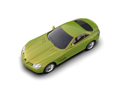 Yepyeni spor araba beyaz arka planda izole edilmiş. 3d illüstrasyon    