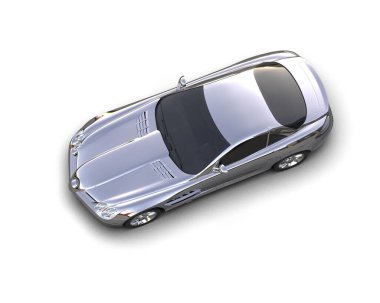 Yepyeni spor araba beyaz arka planda izole edilmiş. 3d illüstrasyon    