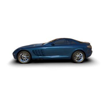 Yepyeni spor araba beyaz arka planda izole edilmiş. 3d illüstrasyon    