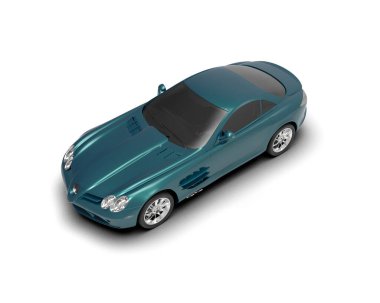 Yepyeni spor araba beyaz arka planda izole edilmiş. 3d illüstrasyon    