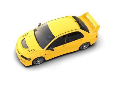 Beyaz arka planda izole edilmiş bir spor araba. 3d oluşturma  