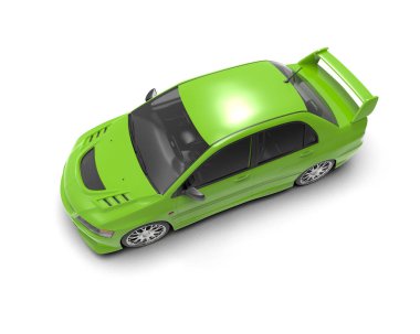 Beyaz arka planda izole edilmiş bir spor araba. 3d oluşturma  