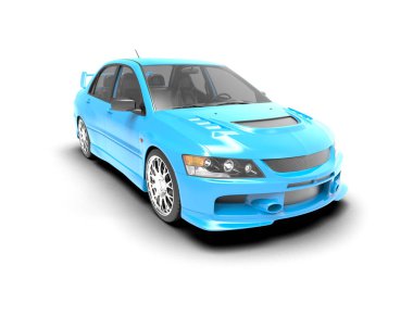 Beyaz arka planda izole edilmiş bir spor araba. 3d oluşturma  