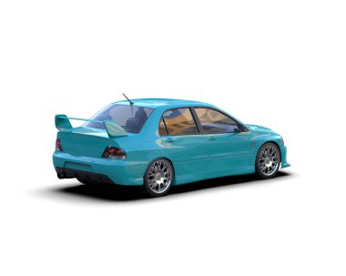 Beyaz arkaplanda 3 boyutlu spor araba görüntüleme  