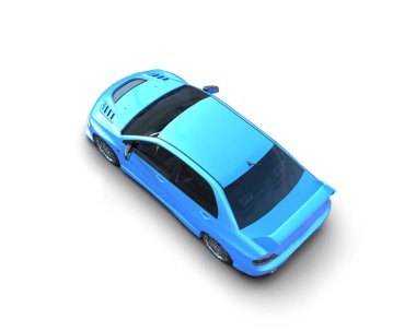 Modern spor arabanın üç boyutlu tasarımı beyaz arka planda izole edildi 