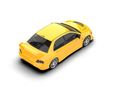 Modern spor arabanın üç boyutlu tasarımı beyaz arka planda izole edildi 