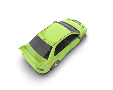 Modern spor arabanın üç boyutlu tasarımı beyaz arka planda izole edildi 