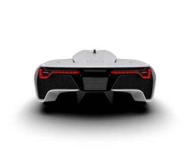 Modern spor arabanın üç boyutlu tasarımı beyaz arka planda izole edildi 