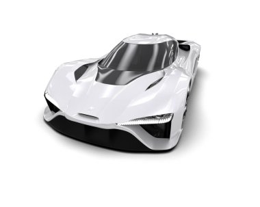 Modern spor arabanın üç boyutlu tasarımı beyaz arka planda izole edildi 