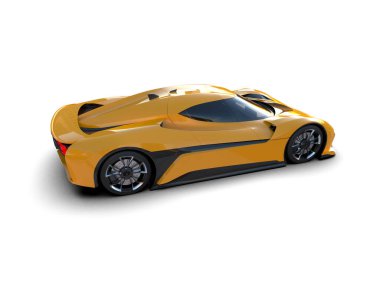 Modern spor arabanın üç boyutlu tasarımı beyaz arka planda izole edildi 