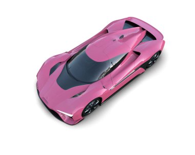 Modern spor arabanın üç boyutlu tasarımı beyaz arka planda izole edildi 