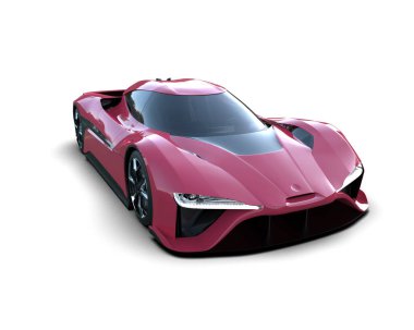 Modern spor arabanın üç boyutlu tasarımı beyaz arka planda izole edildi 