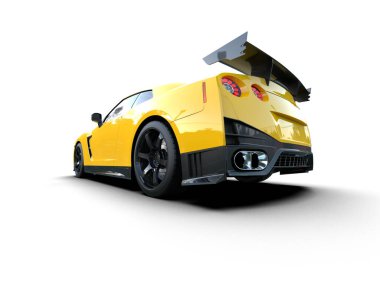 3D görüntüleme, modern spor araba beyaz arka planda izole edildi 