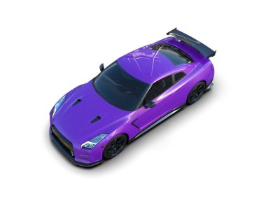 Modern spor araba beyaz arka planda izole edilmiş. 3d oluşturma  