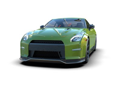 Modern spor araba beyaz arka planda izole edilmiş. 3d oluşturma  