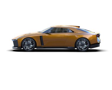 Modern spor araba beyaz arka planda izole edilmiş. 3d oluşturma  