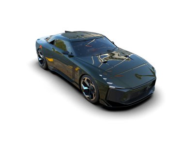 Modern spor araba beyaz arka planda izole edilmiş. 3d oluşturma  