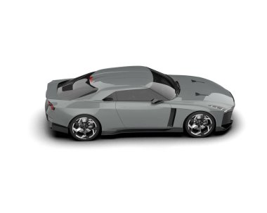  Beyaz arkaplanda 3 boyutlu spor araba görüntüleme.