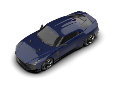  Beyaz arkaplanda 3 boyutlu spor araba görüntüleme.