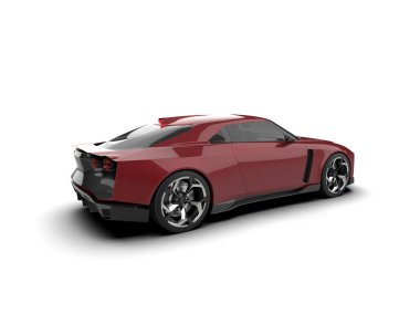  Beyaz arkaplanda 3 boyutlu spor araba görüntüleme.