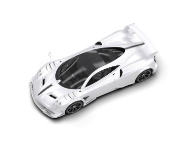  Beyaz arkaplanda 3 boyutlu spor araba görüntüleme.