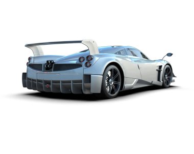 Beyaz arkaplanda 3 boyutlu spor araba görüntüleme