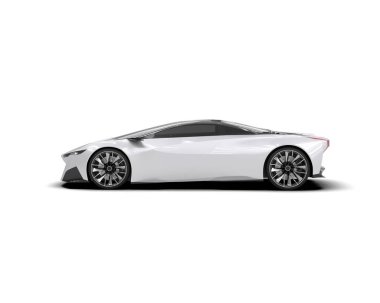 3D görüntüleme, beyaz arkaplanda izole edilmiş spor araba 