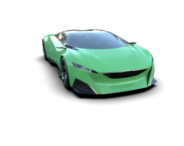 3D görüntüleme, beyaz arkaplanda izole edilmiş spor araba 