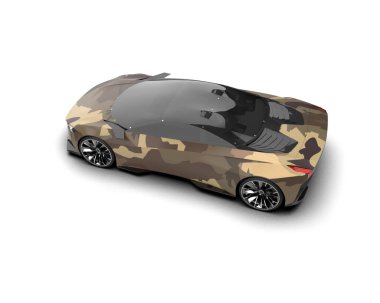 3D görüntüleme, beyaz arkaplanda izole edilmiş spor araba 