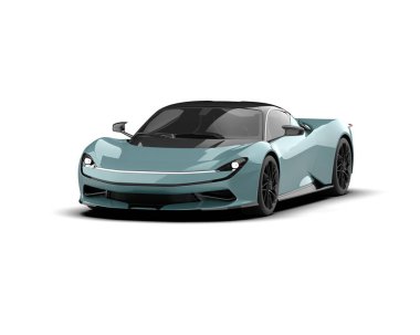 3D görüntüleme, beyaz arkaplanda izole edilmiş spor araba 