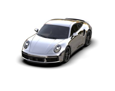 Beyaz arka planda izole edilmiş 3D kamuflaj spor araba çizimi