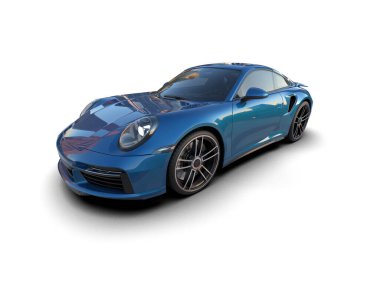 Beyaz arka planda izole edilmiş 3D kamuflaj spor araba çizimi