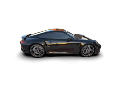 Beyaz arka planda izole edilmiş 3D kamuflaj spor araba çizimi