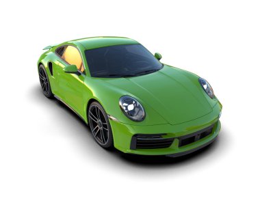 Beyaz arka planda izole edilmiş 3D kamuflaj spor araba çizimi