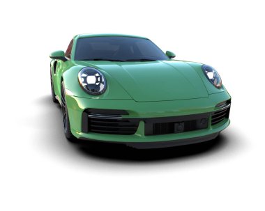 Beyaz arka planda izole edilmiş 3D kamuflaj spor araba çizimi