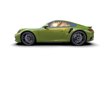 Beyaz arka planda izole edilmiş 3D kamuflaj spor araba çizimi