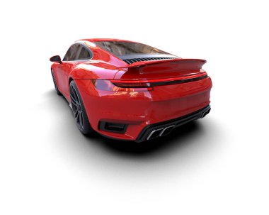 Beyaz arka planda izole edilmiş 3D kamuflaj spor araba çizimi