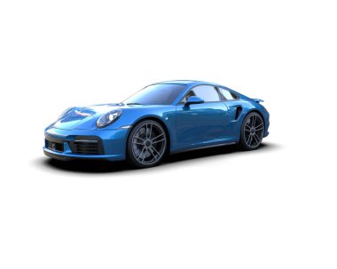 Beyaz arka planda izole edilmiş 3D kamuflaj spor araba çizimi