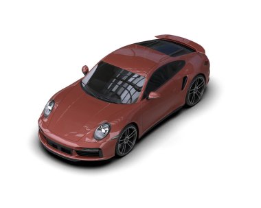 Beyaz arka planda izole edilmiş 3D kamuflaj spor araba çizimi