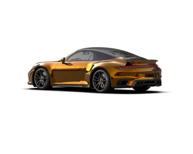 Beyaz arka planda izole edilmiş 3D kamuflaj spor araba çizimi