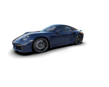 Beyaz zemin üzerinde izole edilmiş 3D resimleme spor araba