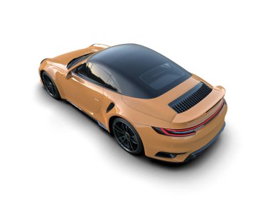 Beyaz zemin üzerinde izole edilmiş 3D resimleme spor araba