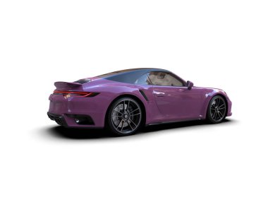 Beyaz zemin üzerinde izole edilmiş 3D resimleme spor araba