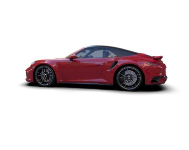 Beyaz zemin üzerinde izole edilmiş 3D resimleme spor araba