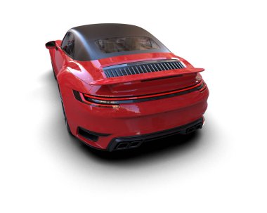 Beyaz zemin üzerinde izole edilmiş 3D resimleme spor araba