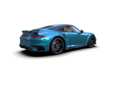 Beyaz zemin üzerinde izole edilmiş 3D resimleme spor araba