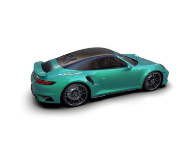 Beyaz zemin üzerinde izole edilmiş 3D resimleme spor araba